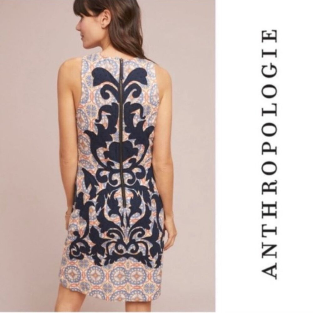 Anthropologie Vanessa Virginia Owen Embroidered Shift Dress